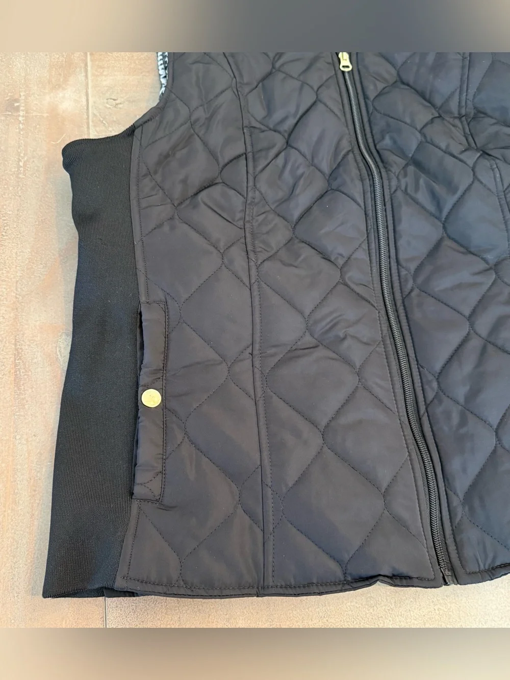 Kim Rogers Women’s Petite Side Ribbed Quilted Vest Black Sz LP Preowned